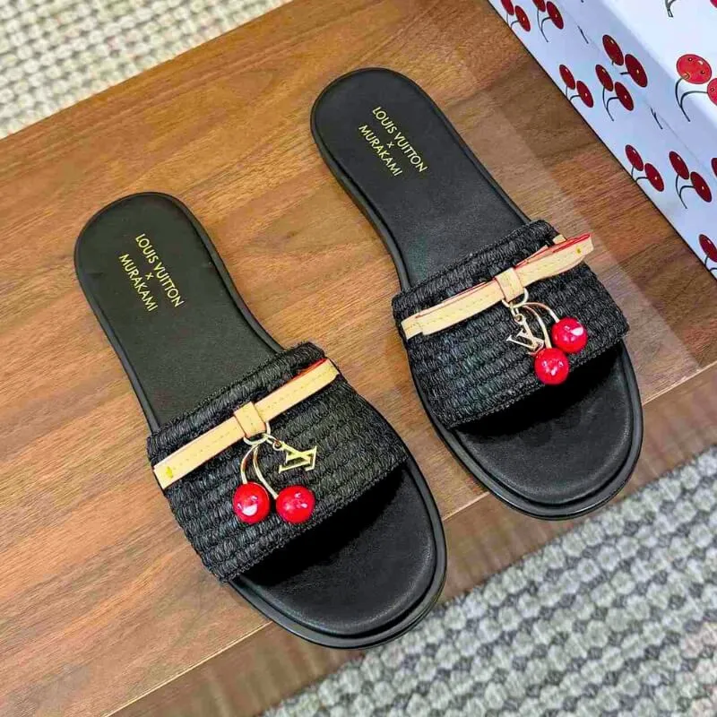 Designer Cherry LV Flat Sandals – Boho Summer Footwear