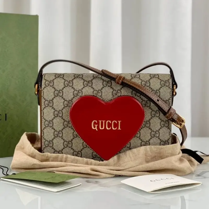 Designer GG Monogram Heart Crossbody Bag
