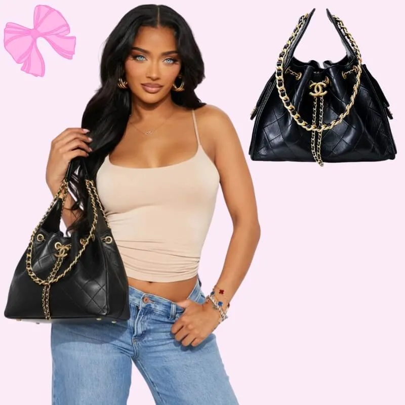 designer hobo shoulder handbag in black product detail