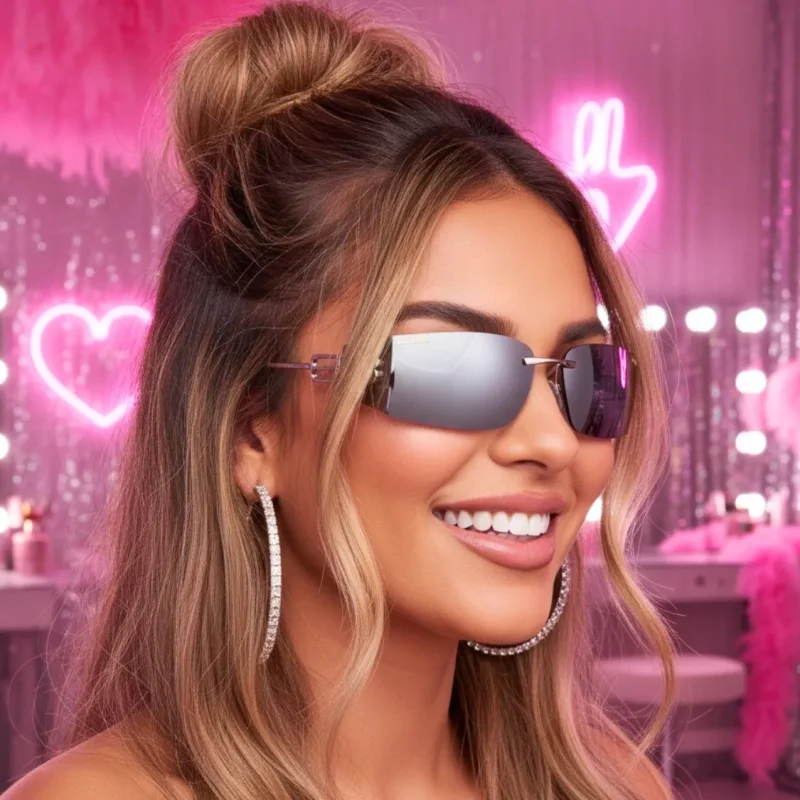 designer shield uv sunglasses in silver product detail