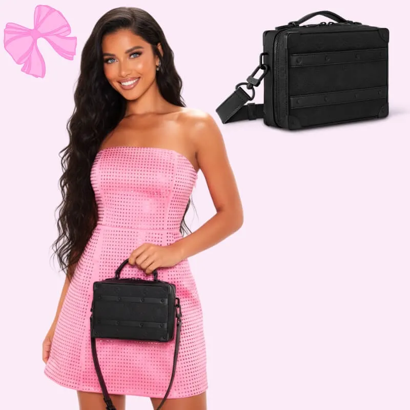 designer soft trunk crossbody handbag black product detail
