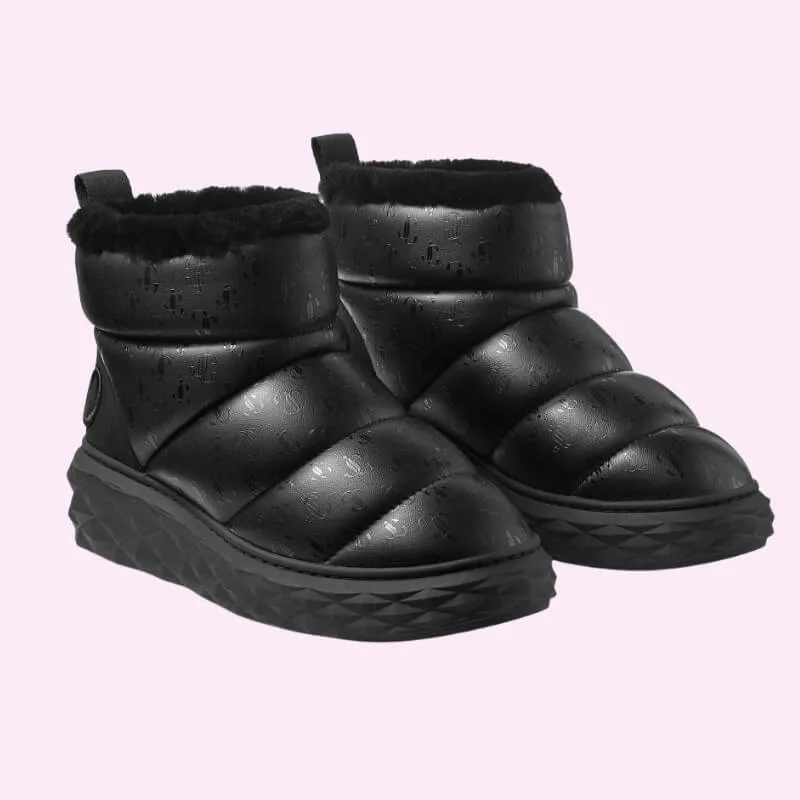 Fur Lined Quilted Winter Boots Insulated Ankle Slipper Booties