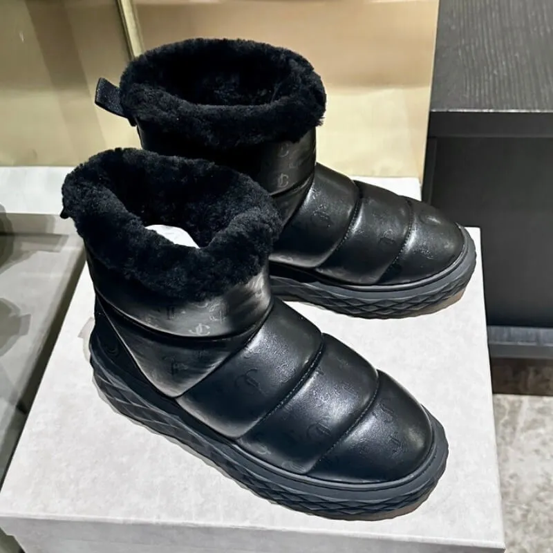 Fur Lined Quilted Winter Boots Insulated Ankle Slipper Booties