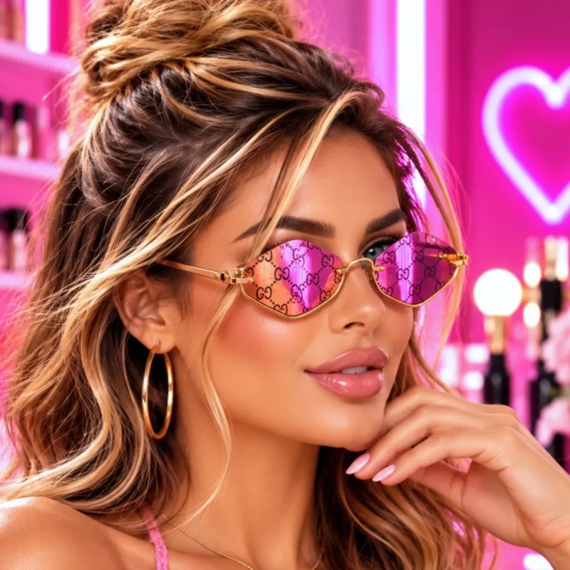 glam kiss geometric sunglasses for women in pink mirror product detail