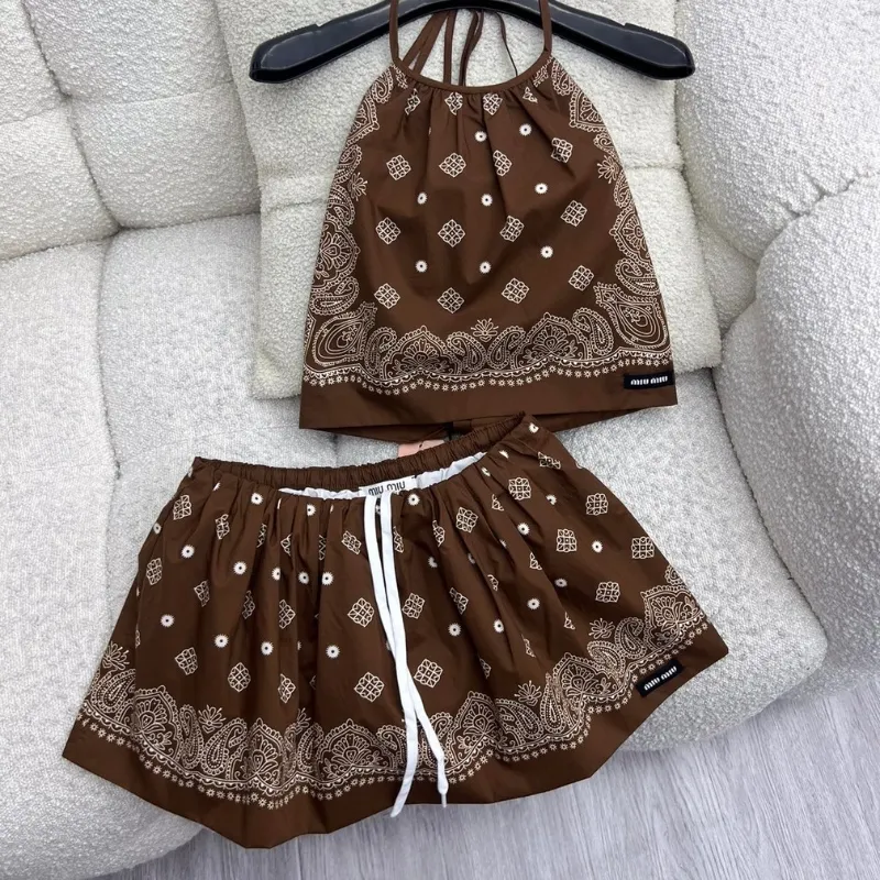 Halter Crop Top and Bloomer Skort Set Summer Two Piece Outfit