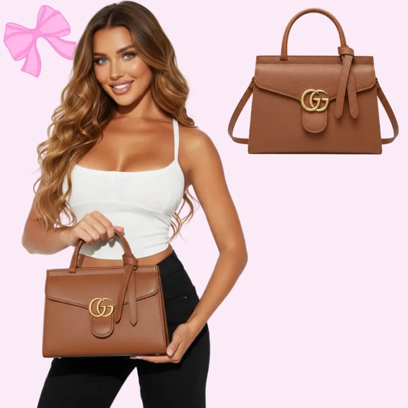 luxury leather satchel in tan product detail