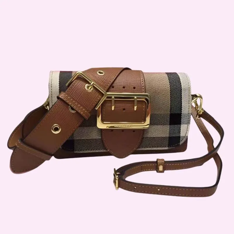 Luxury Plaid Handbag with Buckle – Designer Elegance