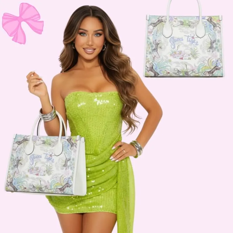 luxury tiger g tote in white product detail