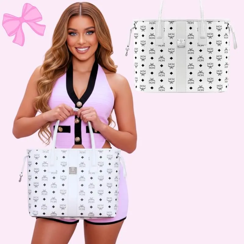 monogram luxe reversible bag in white product detail