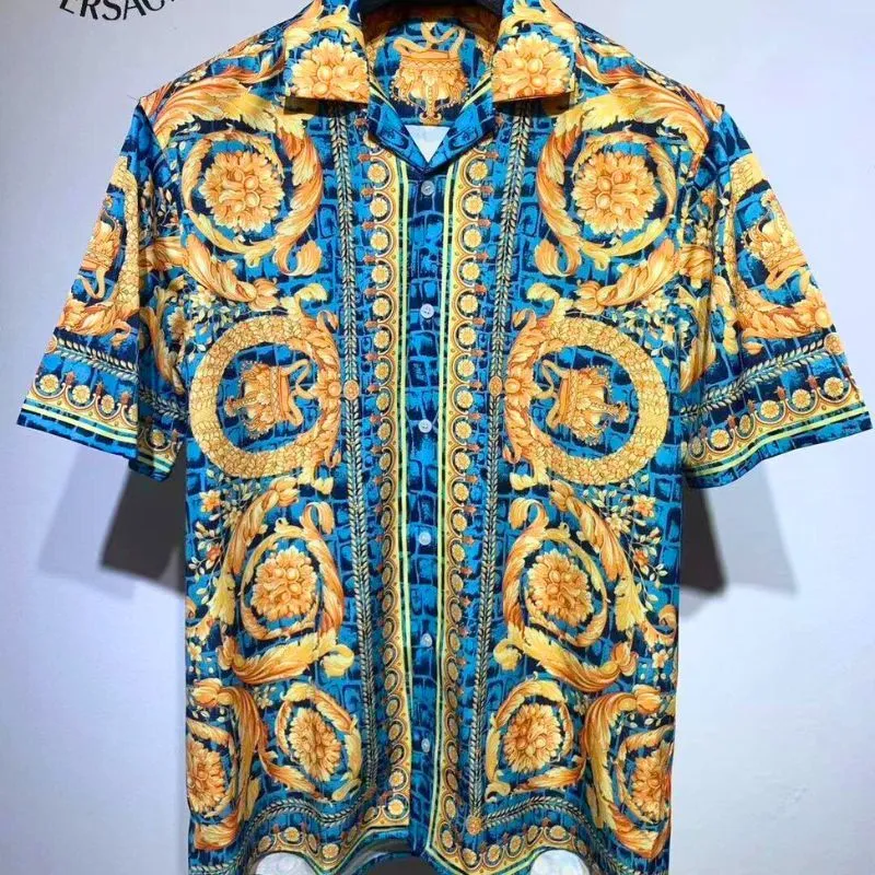 Ornate Graphic Button Down Shirt Men’s Resort Short Sleeve
