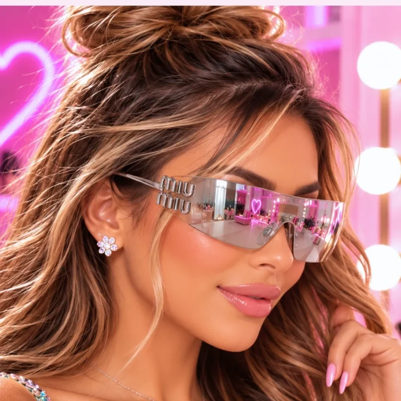 icon edge oversized visor sunglasses for women in mirrored silver product detail