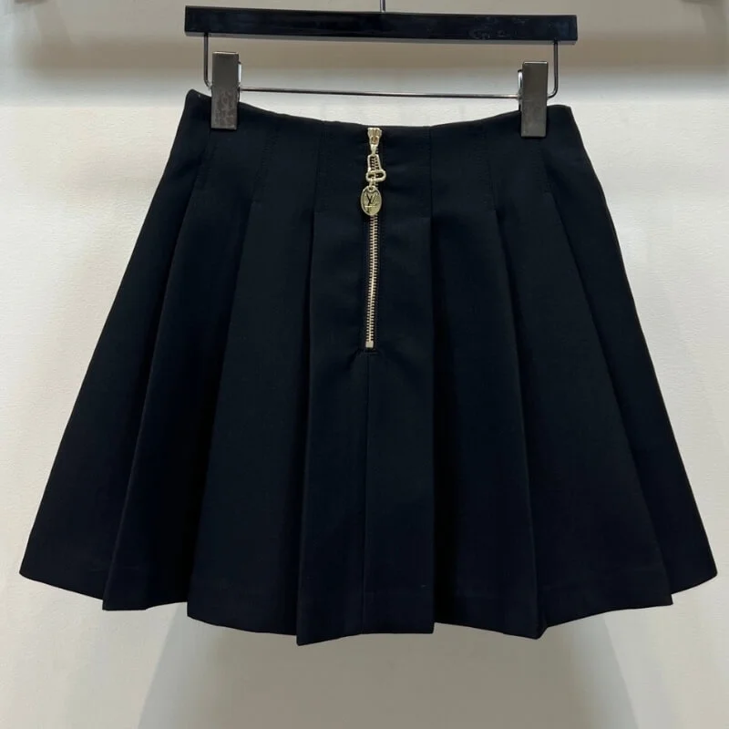 Pleated Zip Front Mini Skirt Structured Street Fit