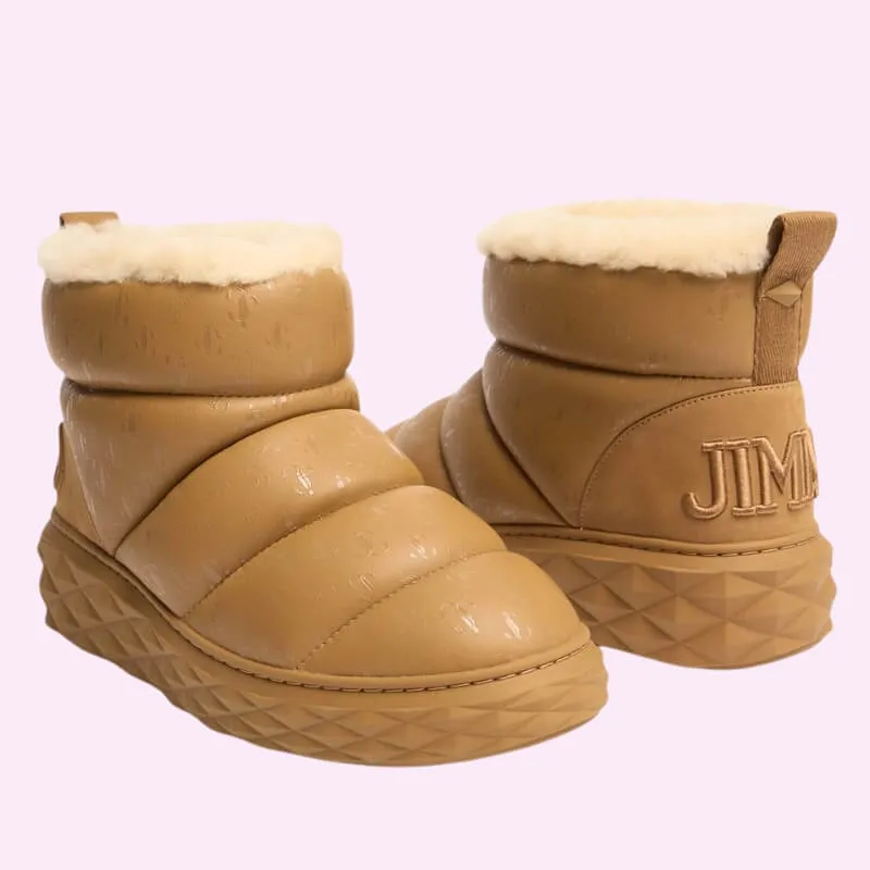 Quilted Winter Slipper Ankle Boots Warm Fur Lined Shoe