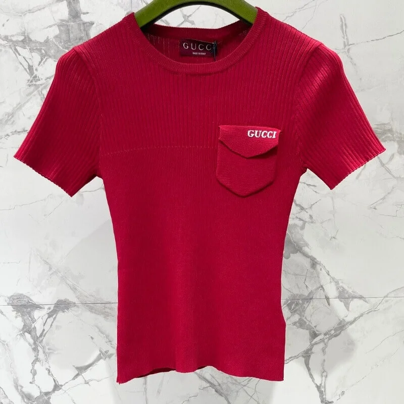 Ribbed Fitted Short Sleeve Knit Top