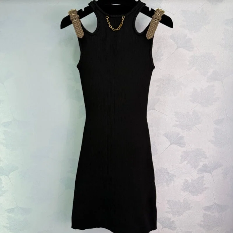 Ribbed Strap Detail Sleeveless Midi Dress Sleek Everyday Fit