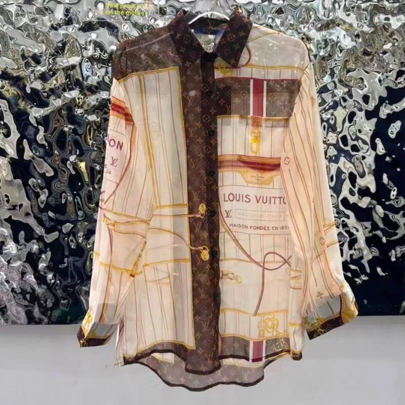 Sheer Button Front Blouse Lightweight Everyday Layer