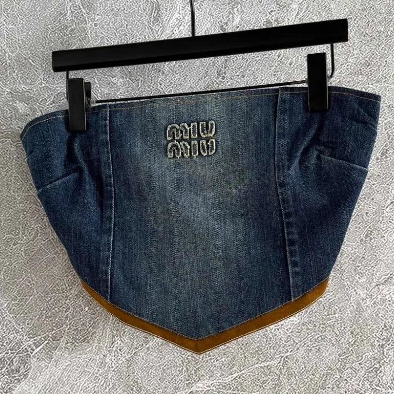Strapless Denim Scarf Top – Bandeau Streetwear Crop