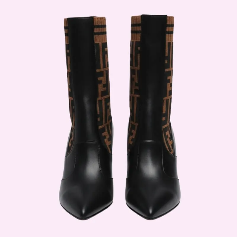 Stretch Panel Pointed Toe Stiletto Ankle Boots