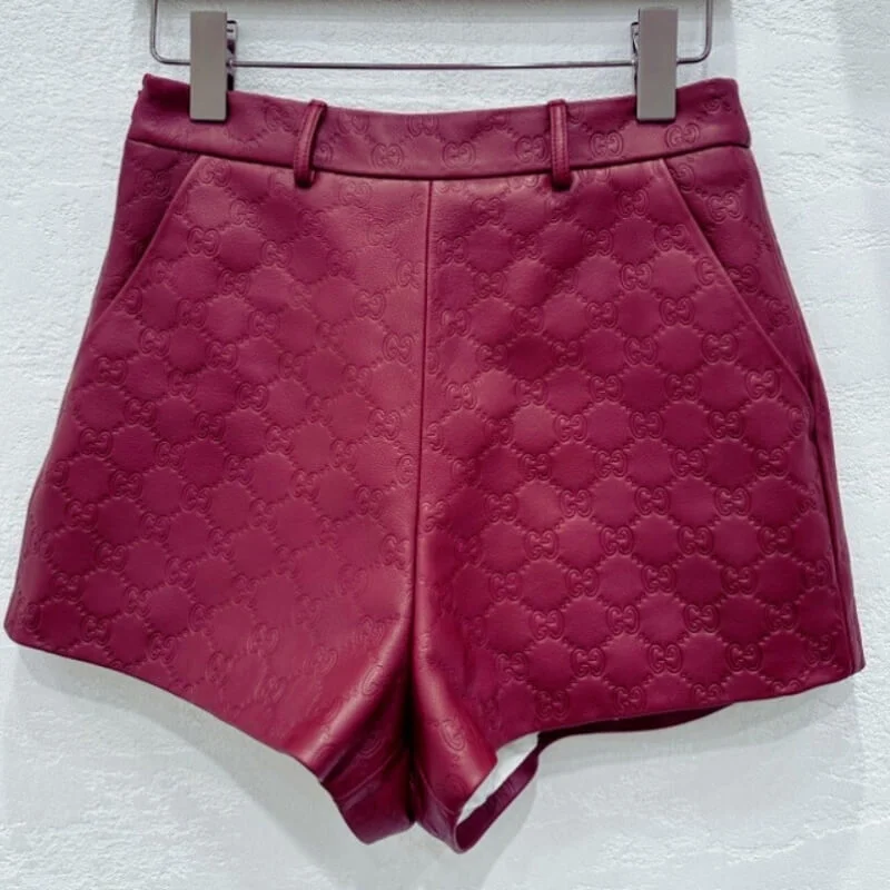 Structured Leather High Rise Shorts
