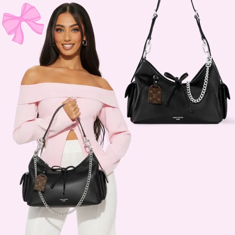 stylish medium cargo vibe pm handbag in black product detail