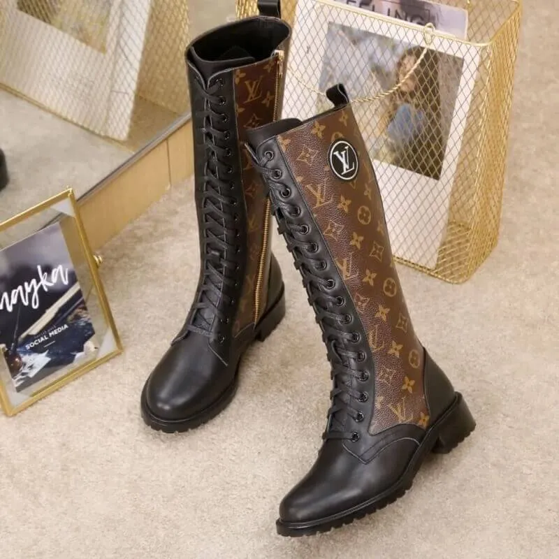 Tall Lace-Up Combat Boots Knee High Chunky Sole Style