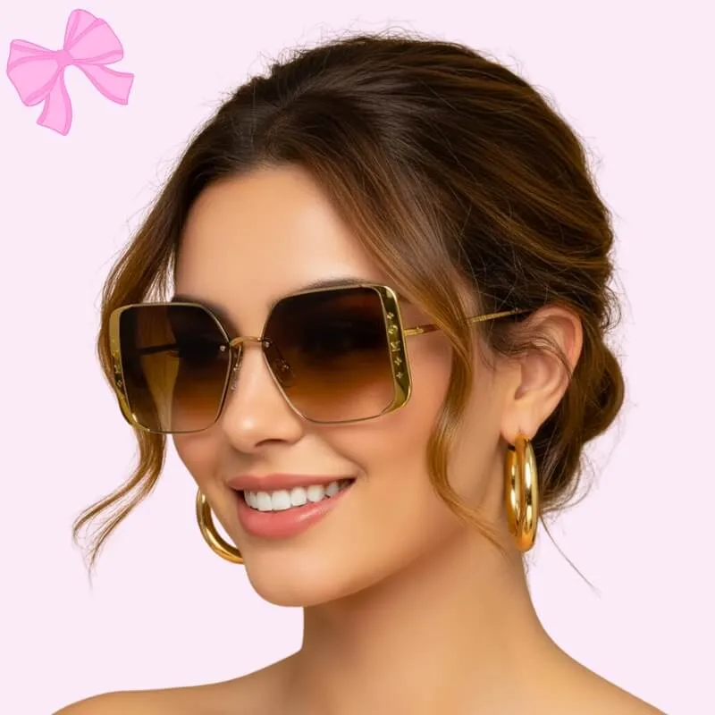 Luxe Square Sunglasses Styled On Model