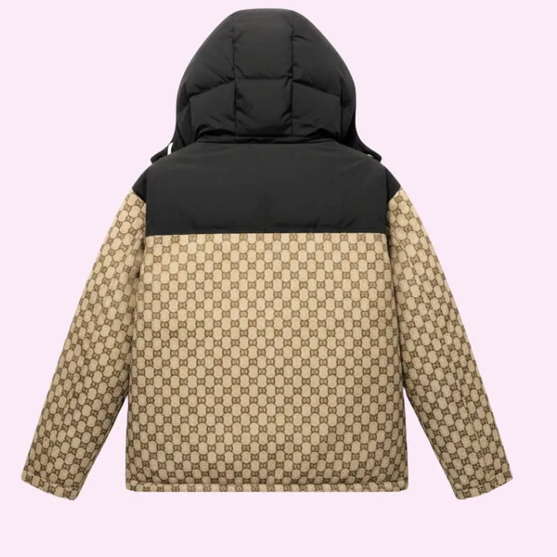 Two-Tone Patterned Puffer Jacket Warm Winter Outerwear