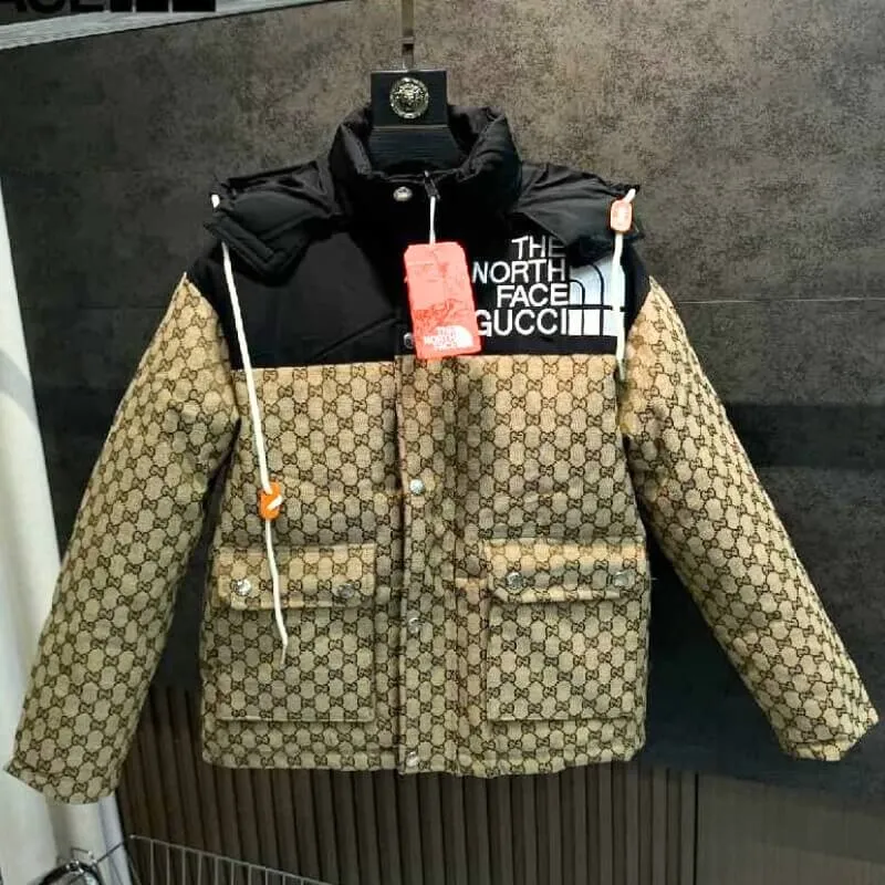 Two-Tone Patterned Puffer Jacket Warm Winter Outerwear