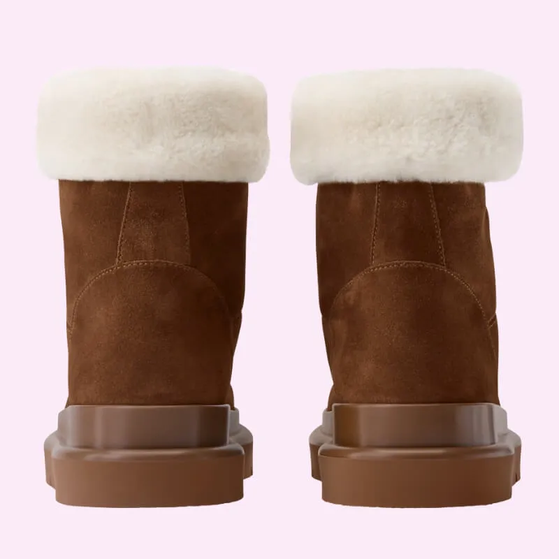 Warm Suede Fur Lined Snow Boots Winter Ankle Booties