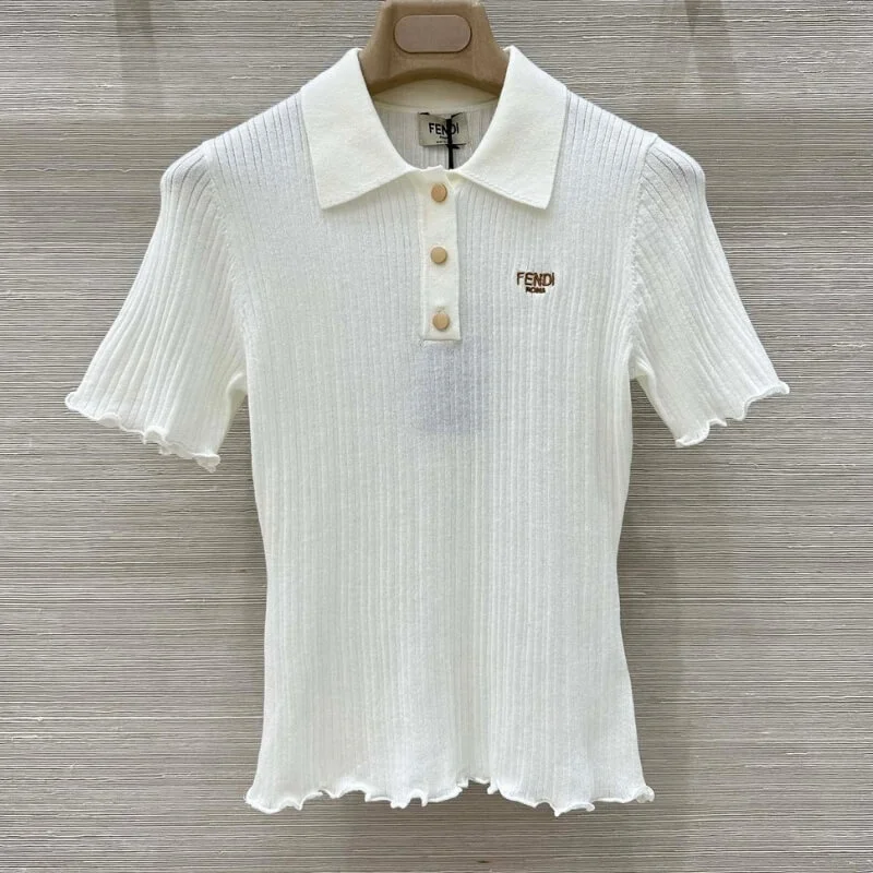 Women’s Ribbed Button Collar Knit Polo Top