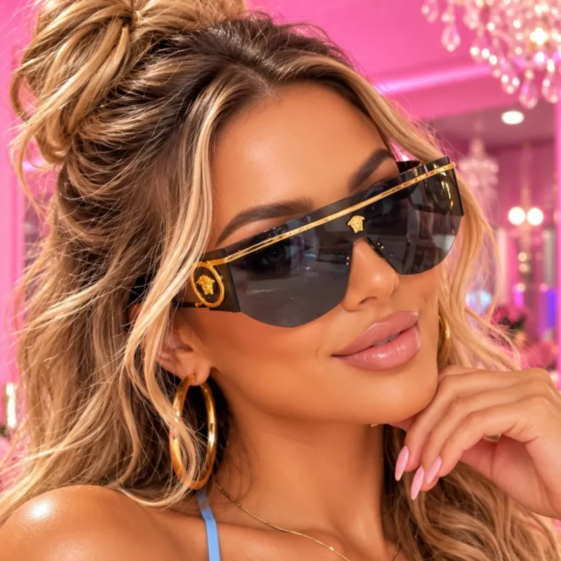 runway glam wraparound sunglasses for women in black product detail