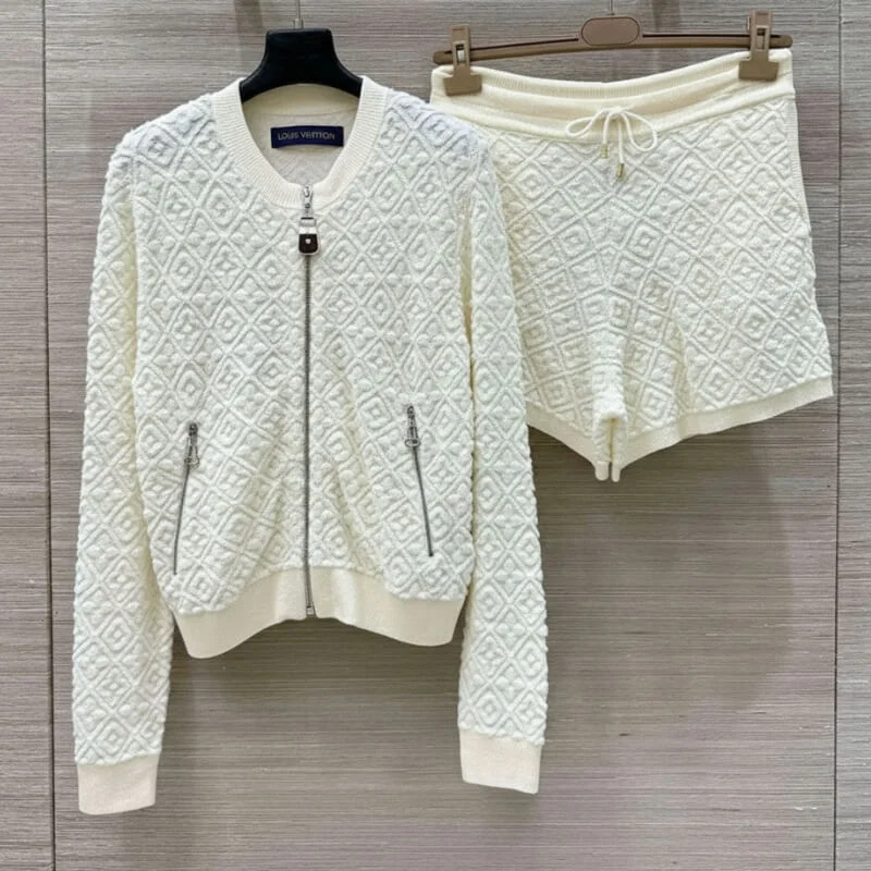 Zip Front Textured Lounge Shorts Set Cozy Everyday Fit